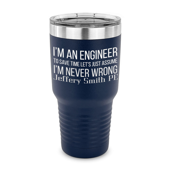 Custom Engineer Quotes 30 oz Stainless Steel Tumbler - Navy - Single Sided (Personalized)