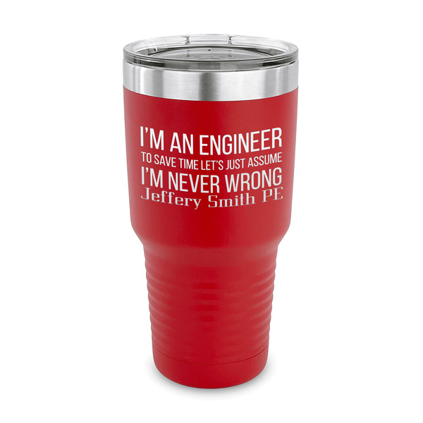 Custom Engineer Quotes 30 oz Stainless Steel Tumbler - Red - Single Sided (Personalized)