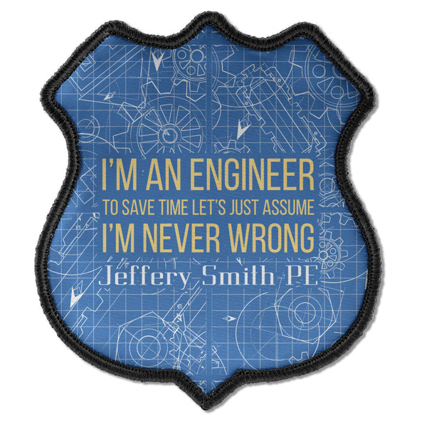 Custom Engineer Quotes Iron On Shield Patch C w/ Name or Text