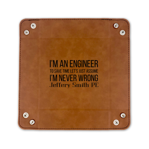 Engineer Quotes 6" x 6" Leatherette Snap Up Tray - FLAT FRONT