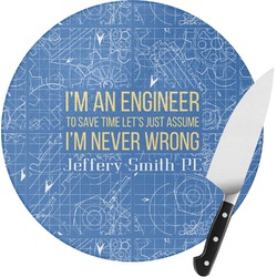 Engineer Quotes Round Glass Cutting Board - Small (Personalized)