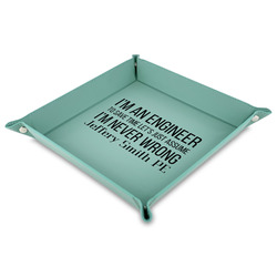 Engineer Quotes 9" x 9" Teal Faux Leather Valet Tray (Personalized)