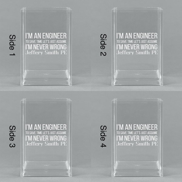 Engineer Quotes Acrylic Pen Holder - All Sides