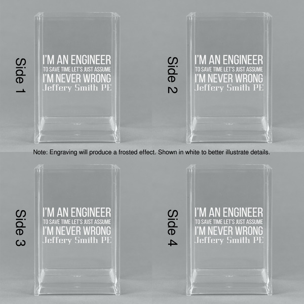 Engineer Quotes Acrylic Pen Holder - All Sides