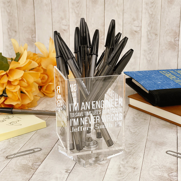 Engineer Quotes Acrylic Pencil Holder - IN CONTEXT