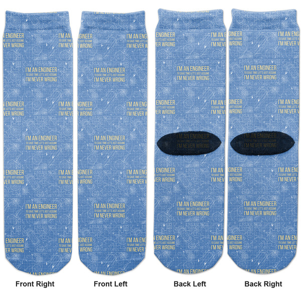 Engineer Quotes Adult Crew Socks - Double Pair - Front and Back - Apvl