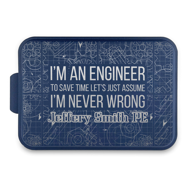 Custom Engineer Quotes Aluminum Baking Pan with Navy Lid (Personalized)