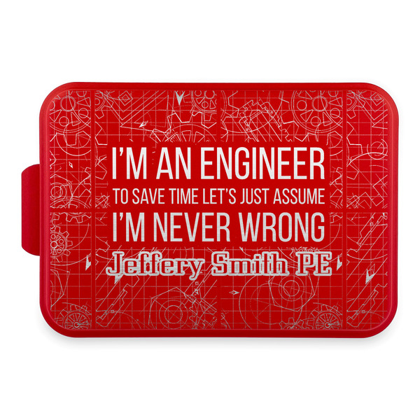 Custom Engineer Quotes Aluminum Baking Pan with Red Lid (Personalized)