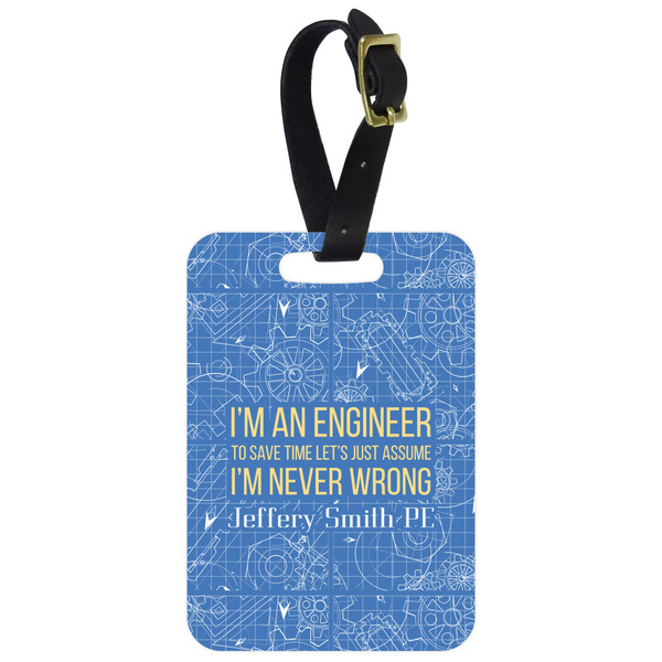 Custom Engineer Quotes Metal Luggage Tag w/ Name or Text