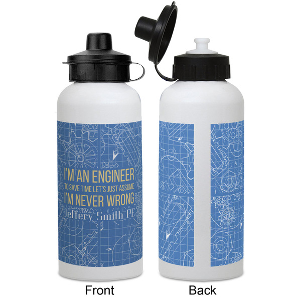 Engineer Quotes Aluminum Water Bottle - White APPROVAL