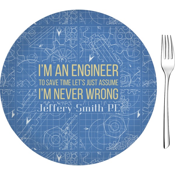 Custom Engineer Quotes Glass Appetizer / Dessert Plate 8" (Personalized)