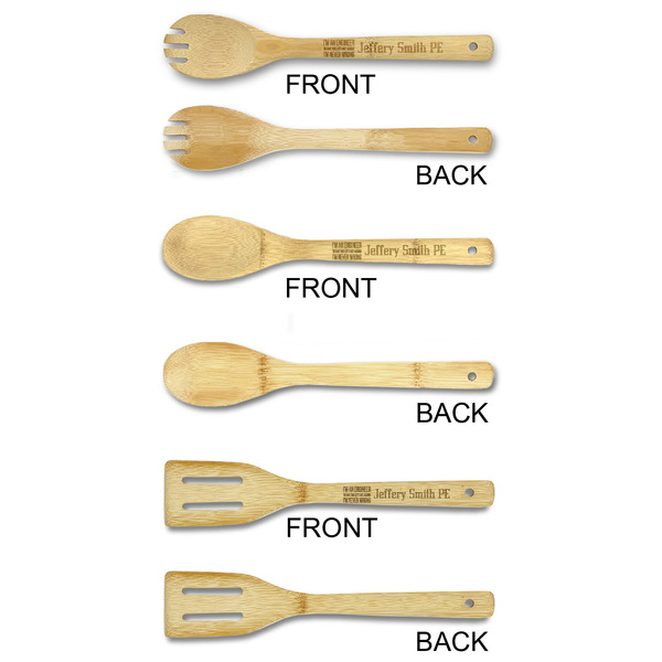 Engineer Quotes Bamboo Cooking Utensils Set - Single Sided- APPROVAL