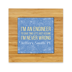 Engineer Quotes Bamboo Trivet with Ceramic Tile Insert (Personalized)