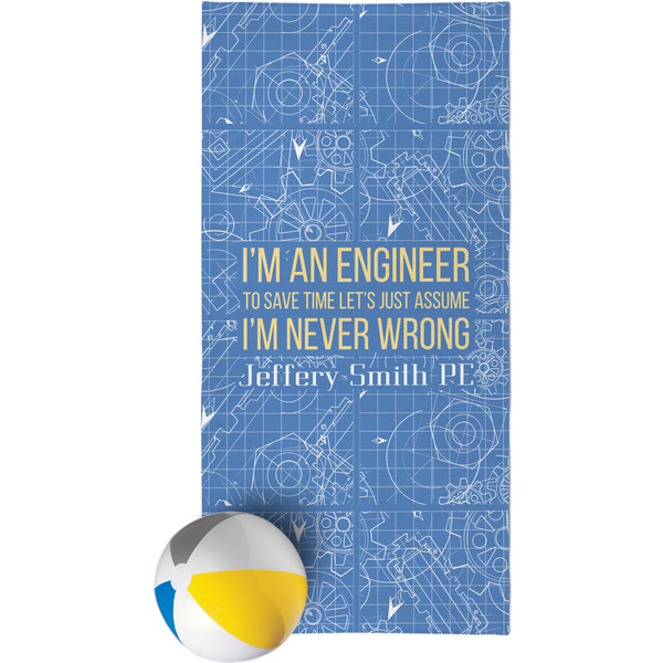 Custom Engineer Quotes Beach Towel (Personalized)