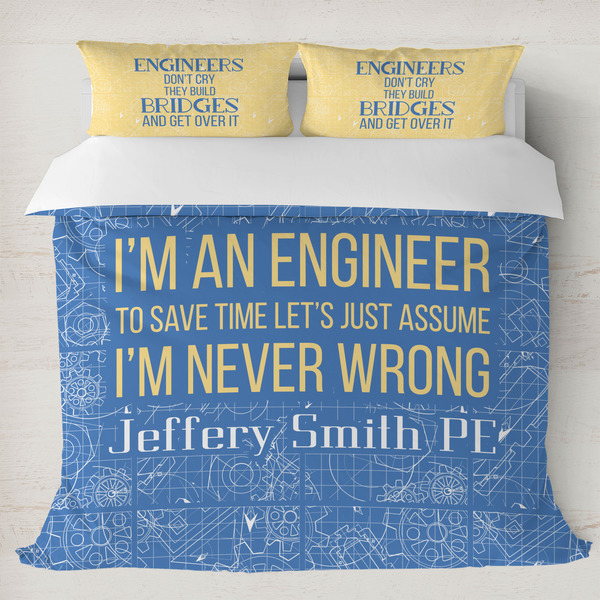 Custom Engineer Quotes Duvet Cover Set - King (Personalized)