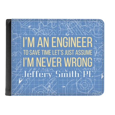 Engineer Quotes Genuine Leather Men's Bi-fold Wallet (Personalized)