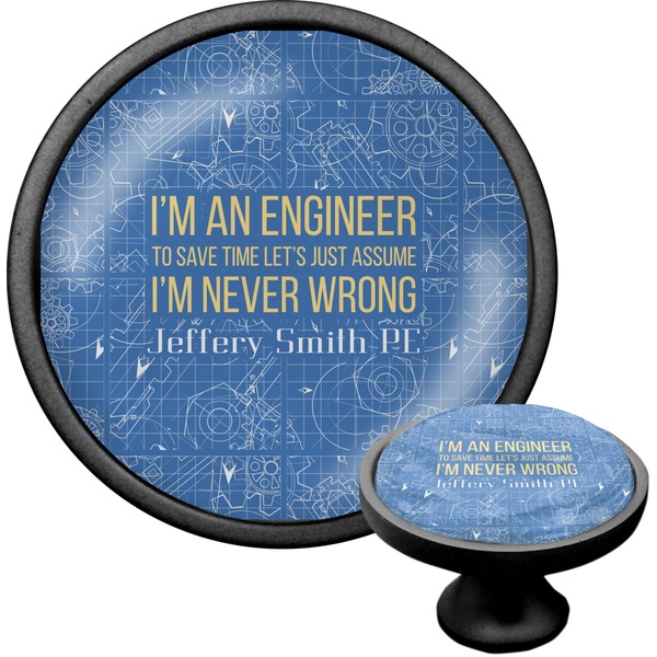 Custom Engineer Quotes Cabinet Knob (Black) (Personalized)