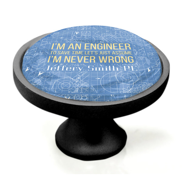 Engineer Quotes Black Custom Cabinet Knob (Side)