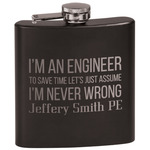 Engineer Quotes Black Flask Set (Personalized)