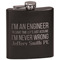 Engineer Quotes Black Flask - Engraved Front