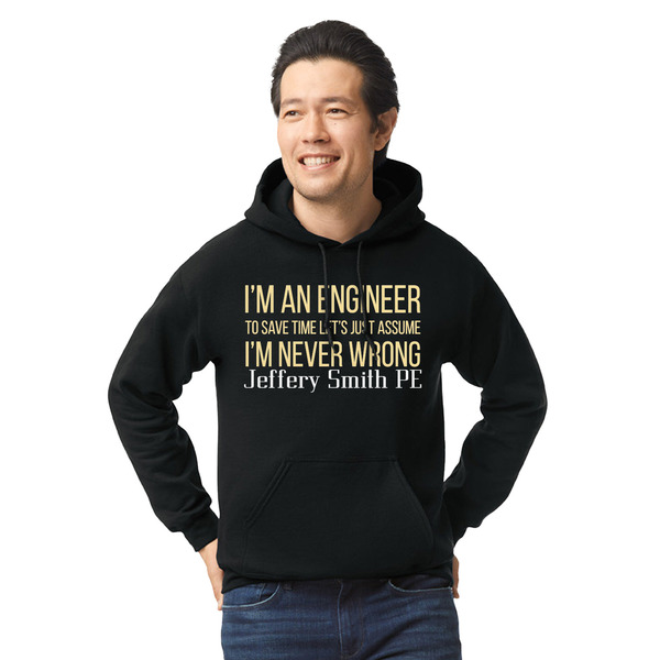 Custom Engineer Quotes Hoodie - Black - XL (Personalized)
