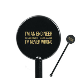 Engineer Quotes 5.5" Round Plastic Stir Sticks - Black - Single Sided
