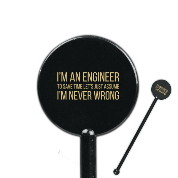 Custom Engineer Quotes 5.5" Round Plastic Stir Sticks - Black - Double Sided