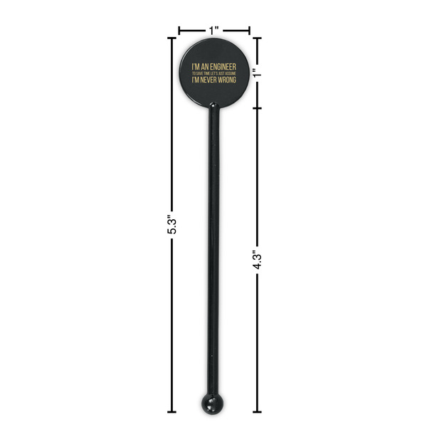 Engineer Quotes Black Plastic 5.5" Stir Stick - Round - Dimensions