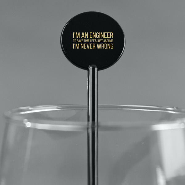 Engineer Quotes Black Plastic 5.5" Stir Stick - Round - Main