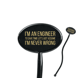 Engineer Quotes 7" Oval Plastic Stir Sticks - Black - Single Sided