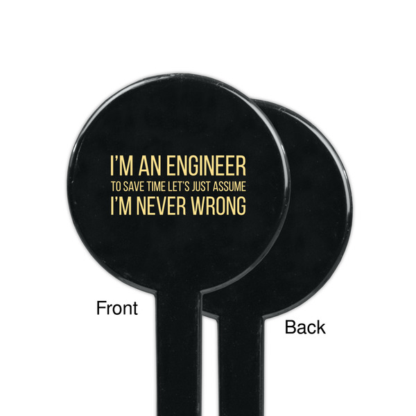 Engineer Quotes Black Plastic 7" Stir Stick - Single Sided - Round - Front & Back