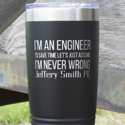 Engineer Quotes 20 oz Stainless Steel Tumbler - Black - Single Sided (Personalized)