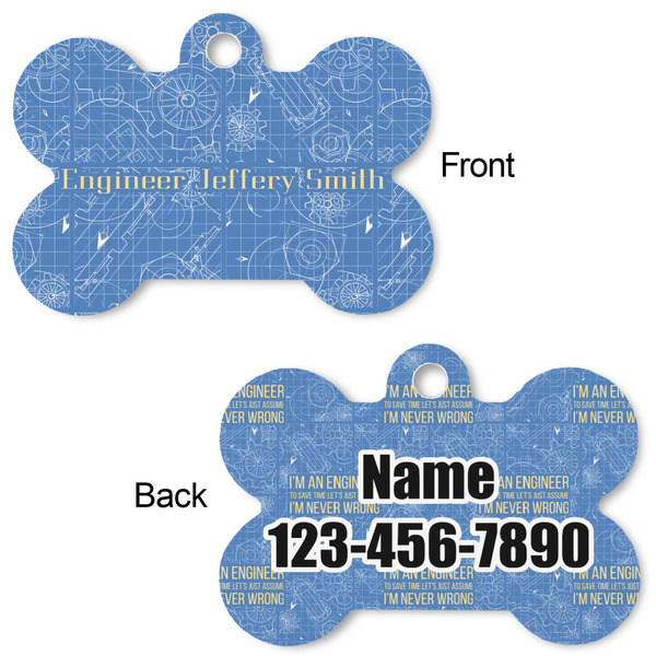 Engineer Quotes Bone Shaped Dog Tag - Front & Back