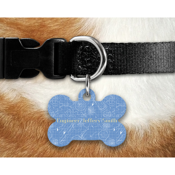 Engineer Quotes Bone Shaped Dog Tag on Collar & Dog