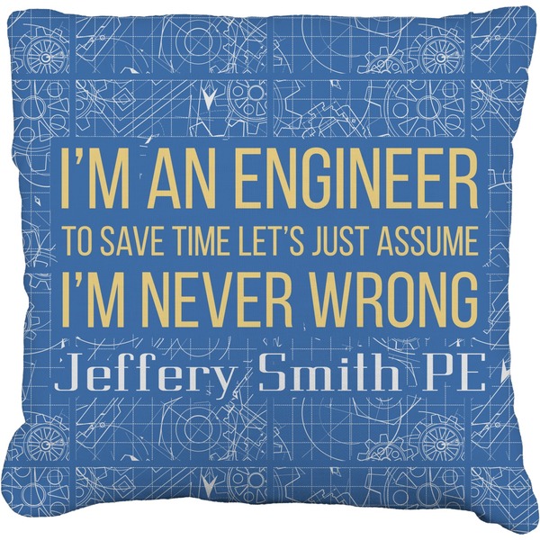 Custom Engineer Quotes Faux-Linen Throw Pillow 16" (Personalized)