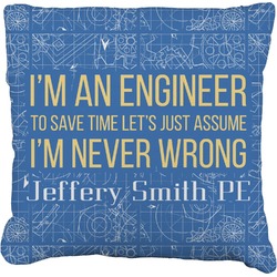 Engineer Quotes Faux-Linen Throw Pillow 18" (Personalized)