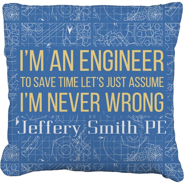 Custom Engineer Quotes Faux-Linen Throw Pillow 18" (Personalized)