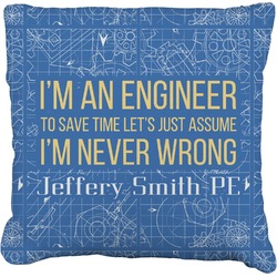 Engineer Quotes Faux-Linen Throw Pillow 20" (Personalized)