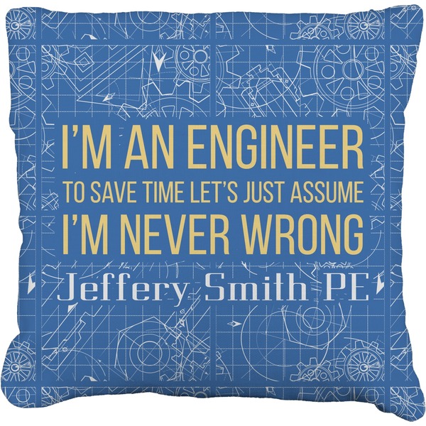 Custom Engineer Quotes Faux-Linen Throw Pillow 20" (Personalized)