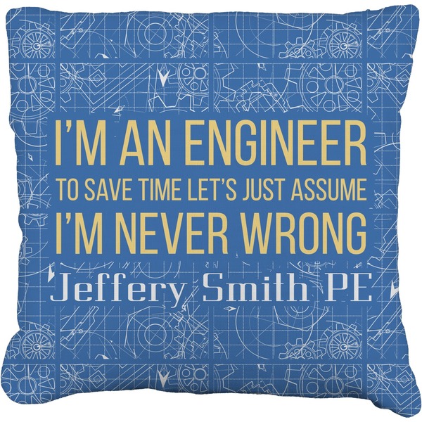 Custom Engineer Quotes Faux-Linen Throw Pillow 26" (Personalized)