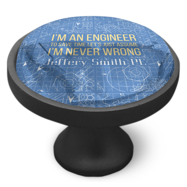 Engineer Quotes Cabinet Knob - Black - Side