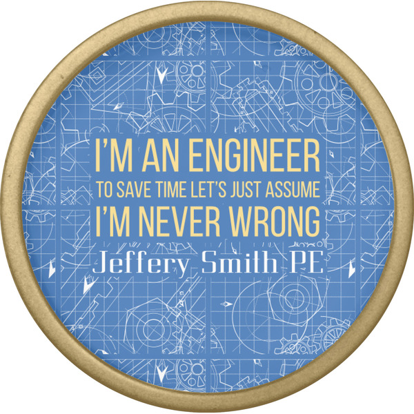 Engineer Quotes Cabinet Knob - Gold - Front