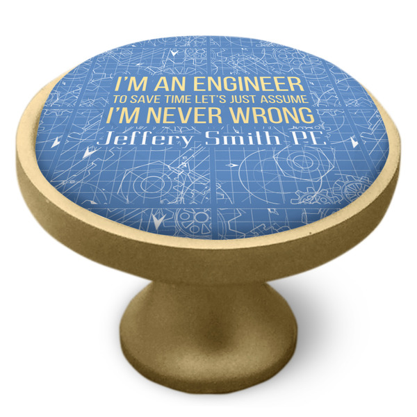 Engineer Quotes Cabinet Knob - Gold - Side