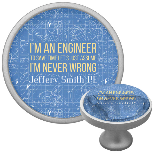 Custom Engineer Quotes Cabinet Knob (Silver) (Personalized)
