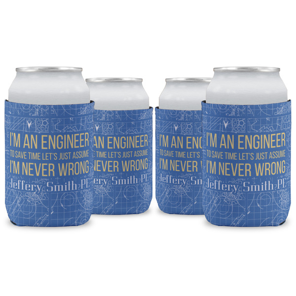 Custom Engineer Quotes Can Cooler (12 oz) - Set of 4 w/ Name or Text
