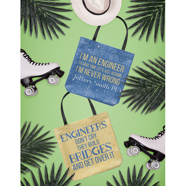 Engineer Quotes Canvas Tote Lifestyle Front and Back
