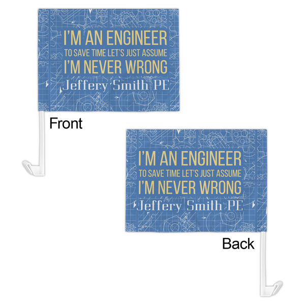 Engineer Quotes Car Flag - 11" x 8" - Front & Back View