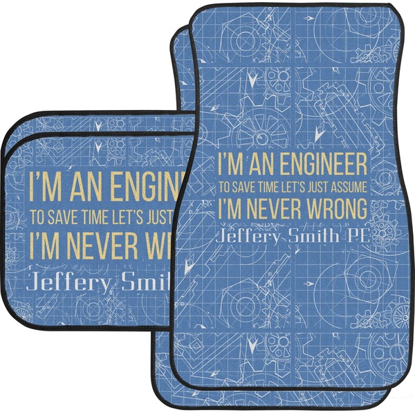 Custom Engineer Quotes Car Floor Mats Set - 2 Front & 2 Back (Personalized)
