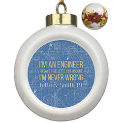 Engineer Quotes Ceramic Ball Ornaments - Poinsettia Garland (Personalized)