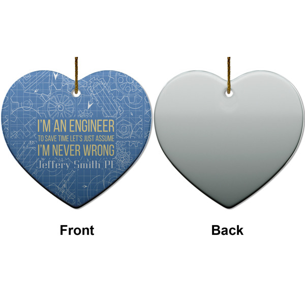 Engineer Quotes Ceramic Flat Ornament - Heart Front & Back (APPROVAL)